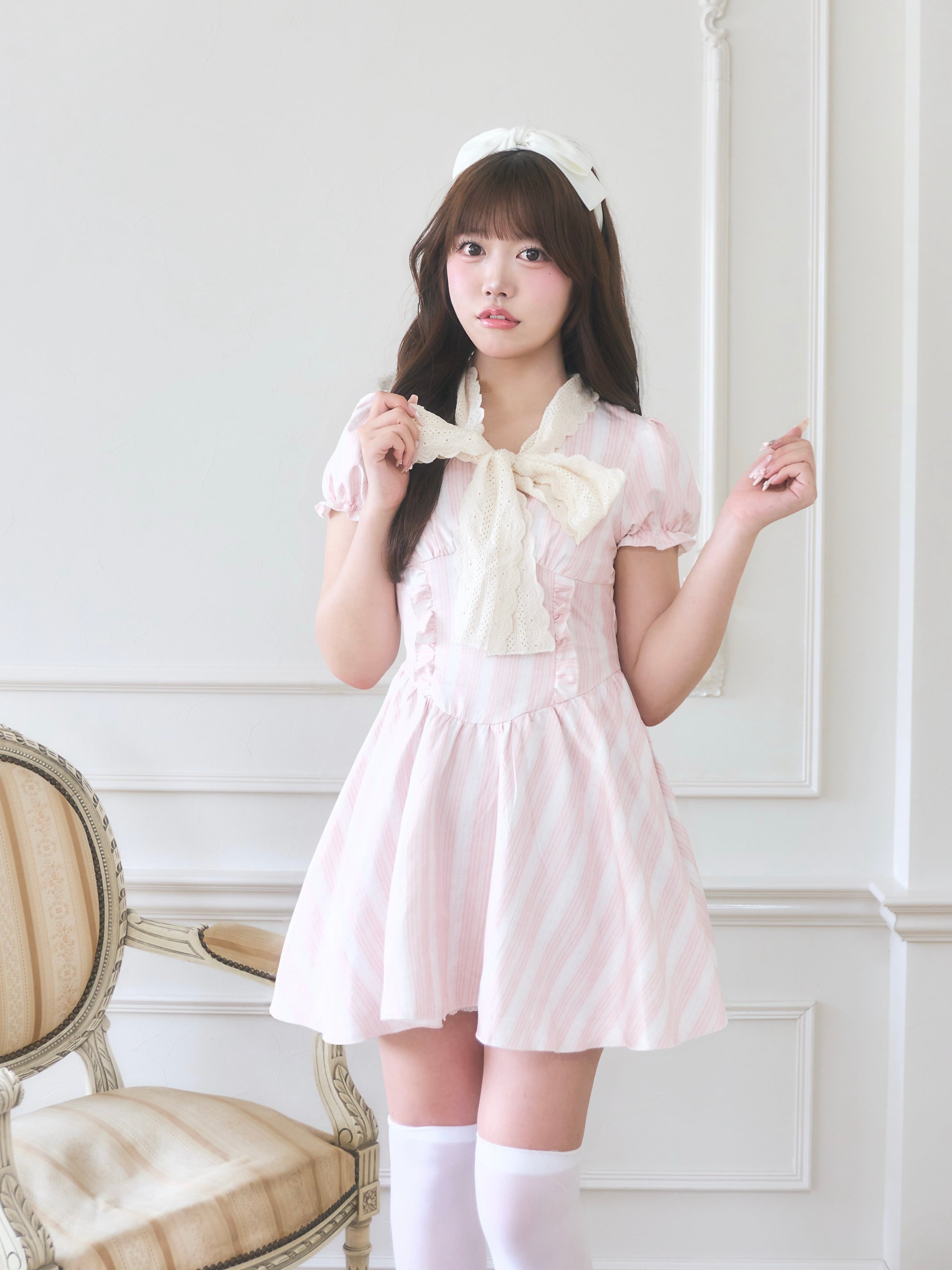 stripe cotton lace op