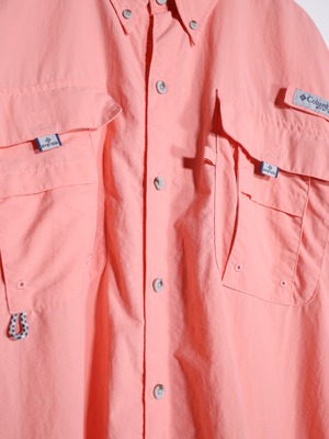 "Columbia" pink PFG fishing design s/s shirt