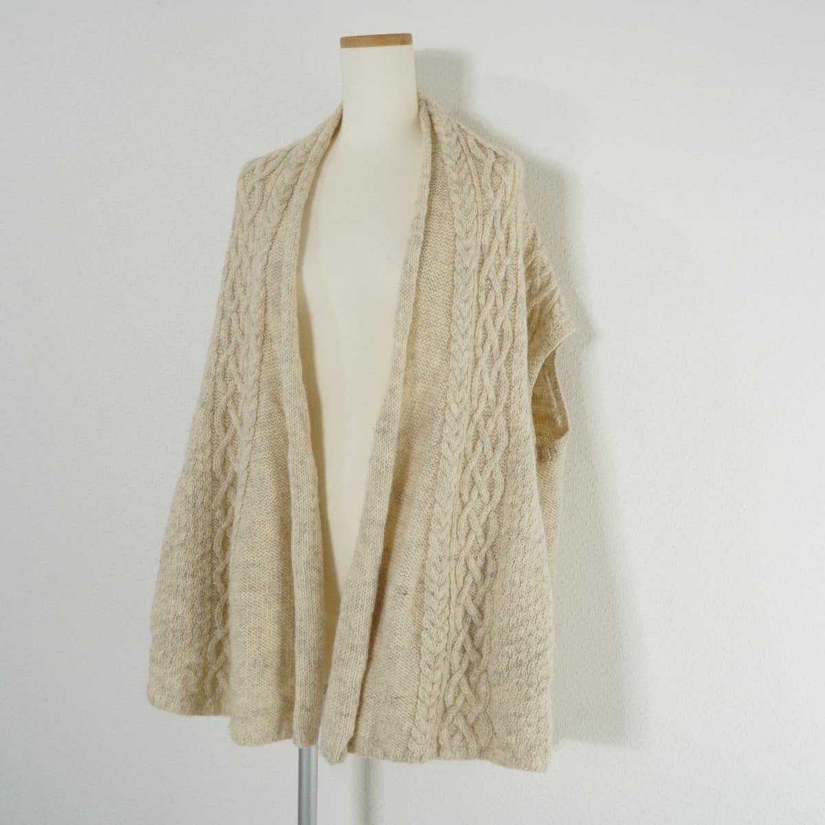 DEEP BLUE ディープブルー 一本取り手編みニット ロングベスト ウール  