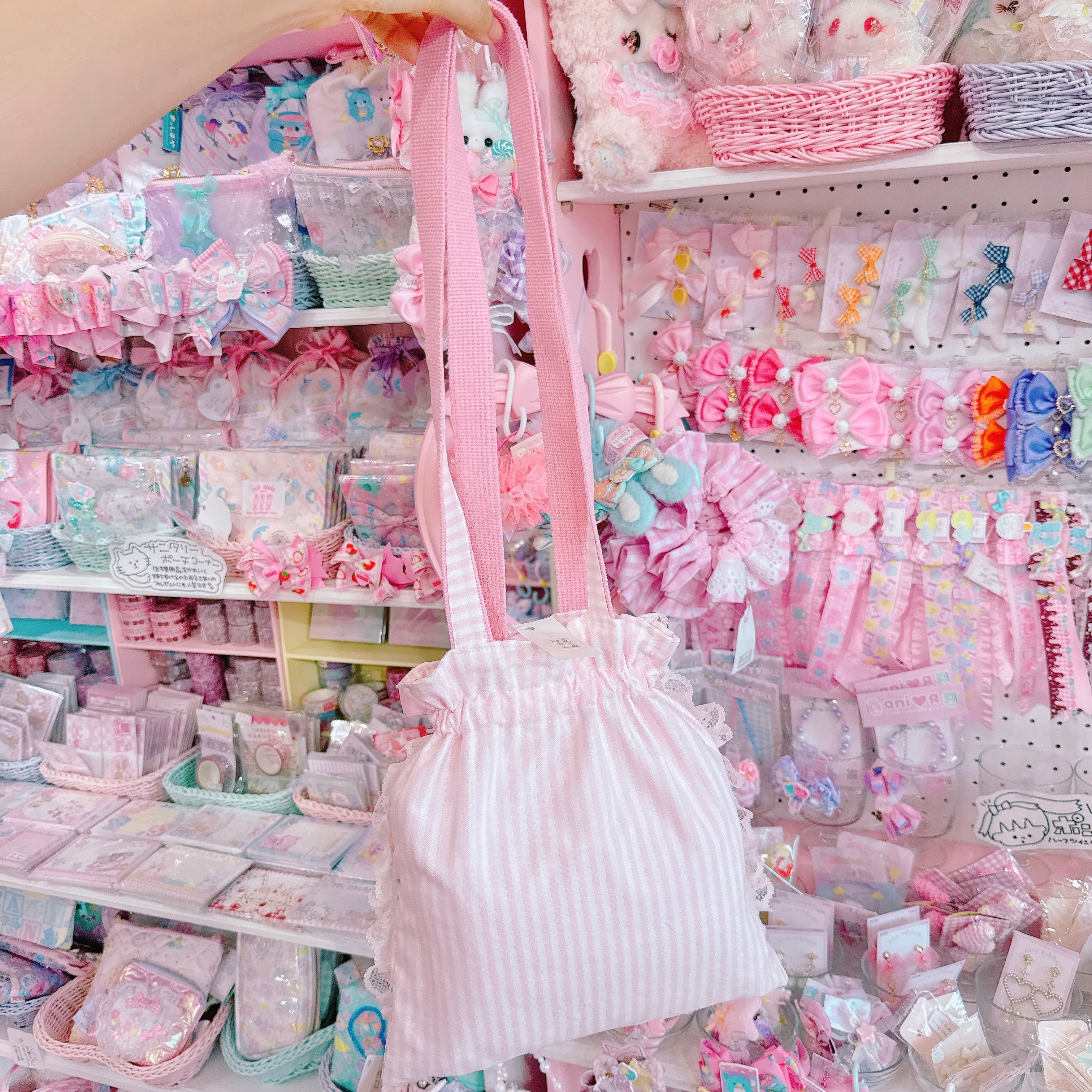 【F1】63-12 2wayフリル巾着バッグ大(ショルダーひも別売)