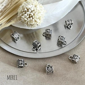 【2個】カン付きプルメリア空枠デザインメタルビーズ/