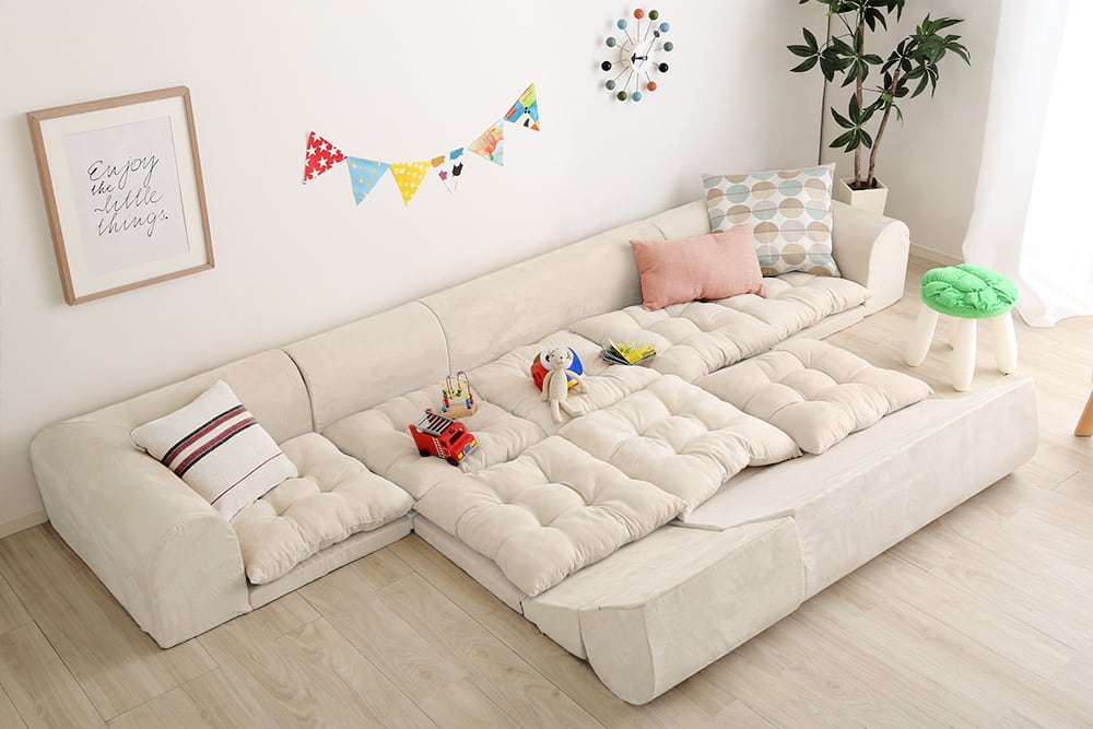 【送料無料】フロアをオシャレに☆コーナーソファー☆ 3人掛けフロアコーナーソファ(2セット)分割ソファ 同色2セット