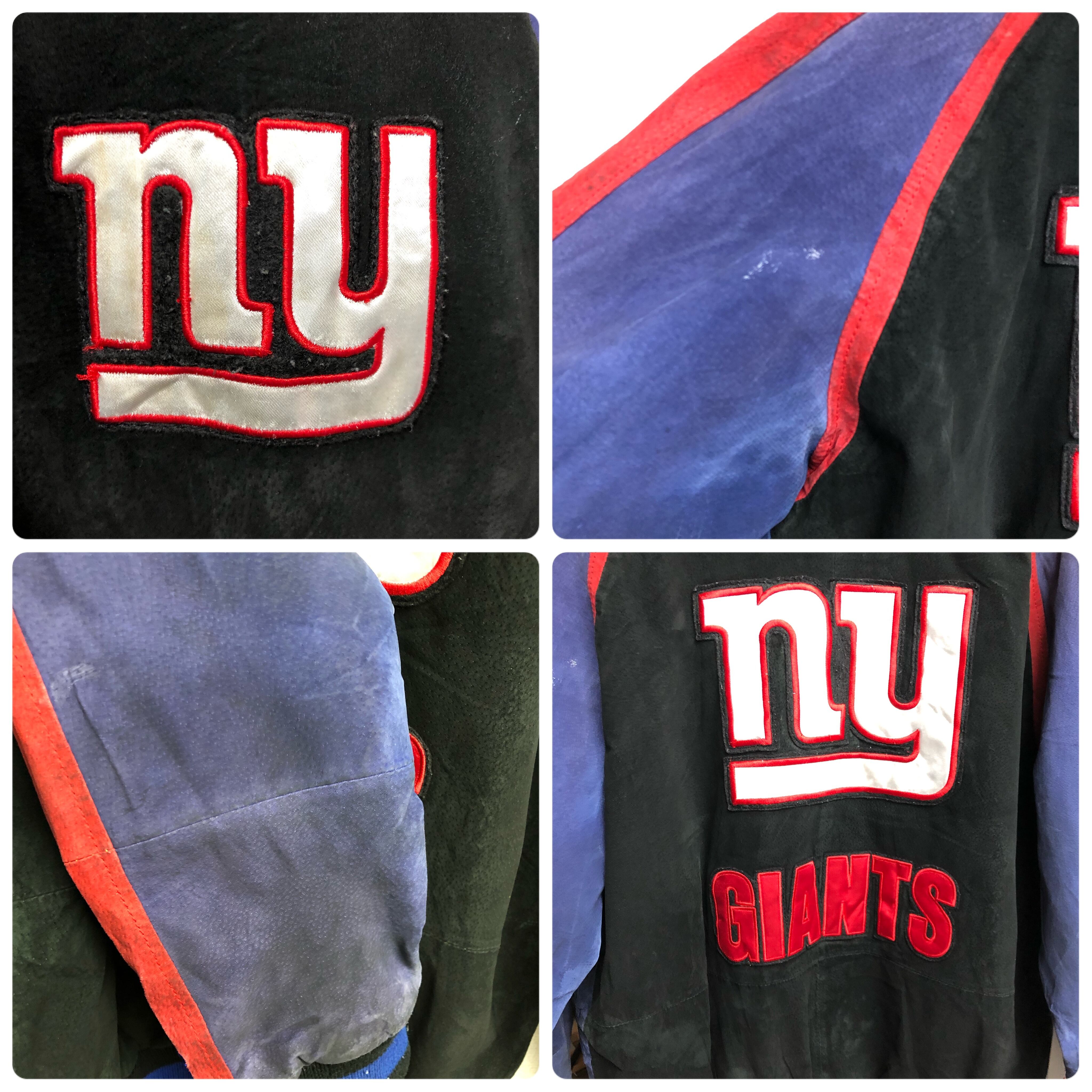 NFL ニューヨークジャイアンツ スエードレザージャケット ラインリブスタジャン チーム系 L 古着 古着屋 埼玉 ストリート オンライン 通販