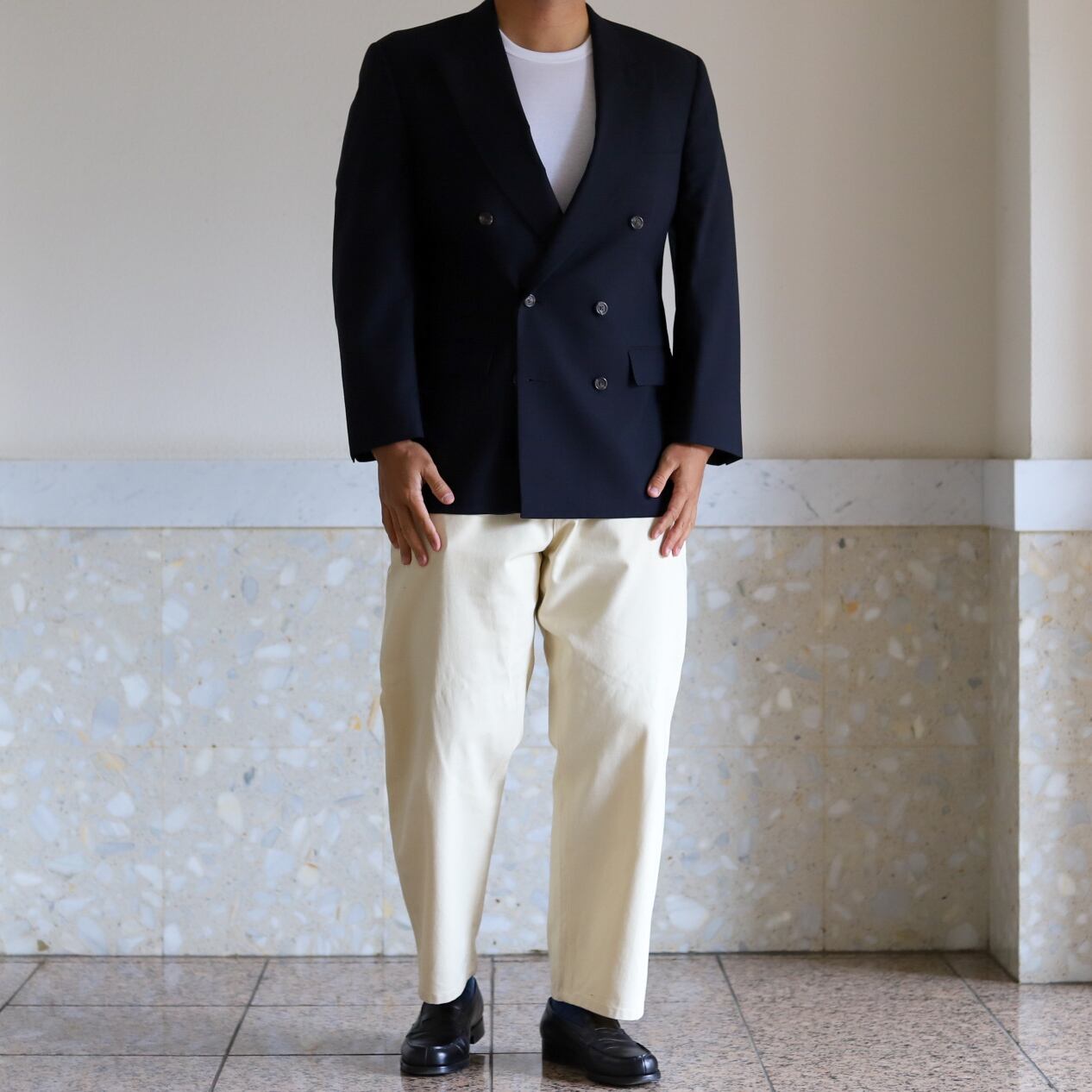 未使用】BROOKS BROTHERS Navy double blazer size43 Made in USA dead 