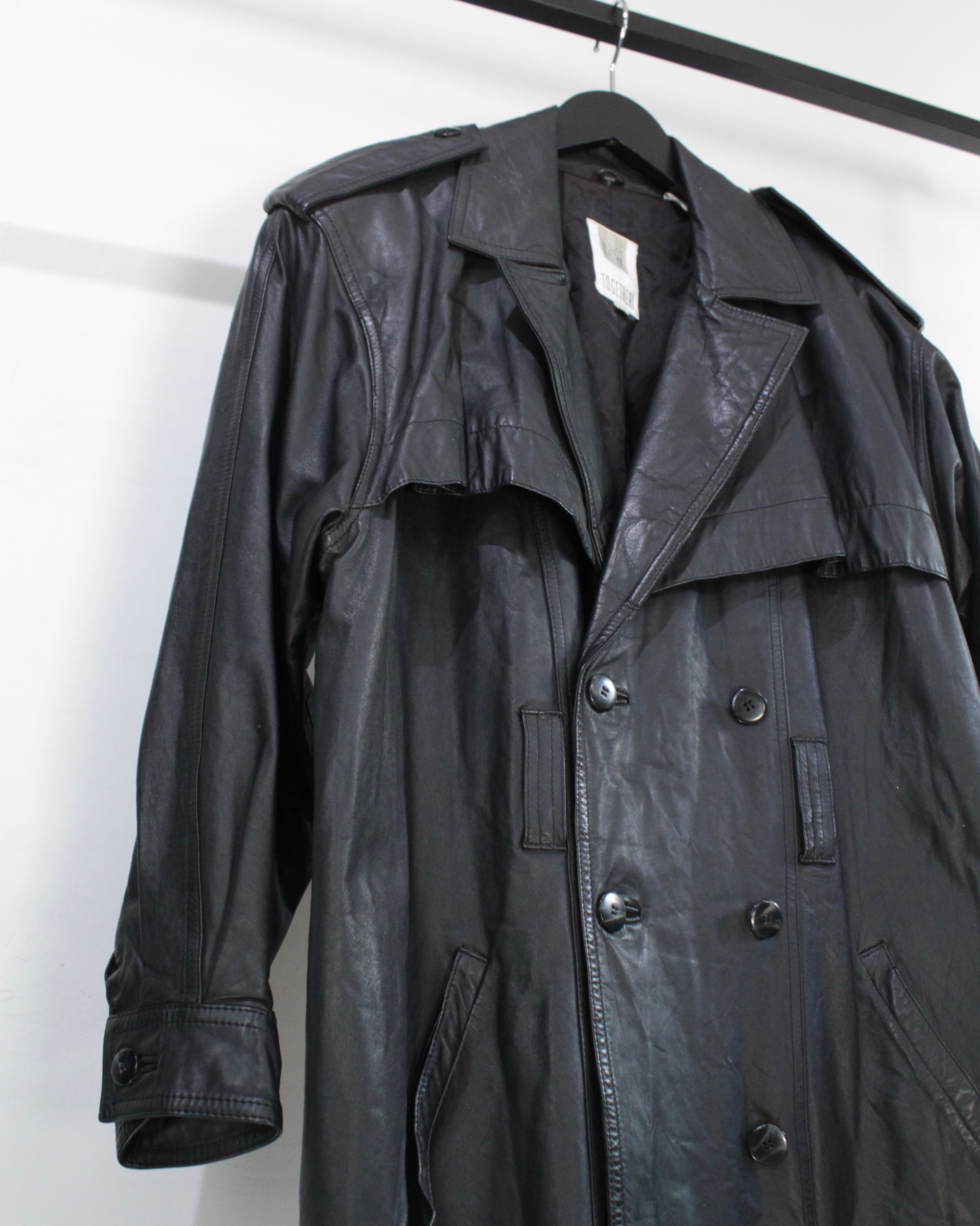 Caka BLACK】Vintage Loose Leather Trench Coat | Caka(カカ）下北沢