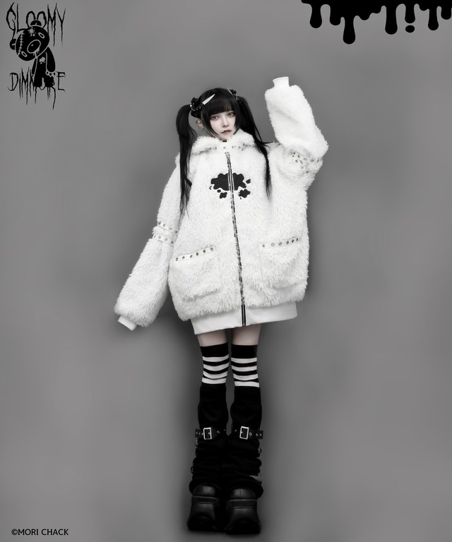 【GLOOMY×DimMoire】グルーミーボアパーカー【White】