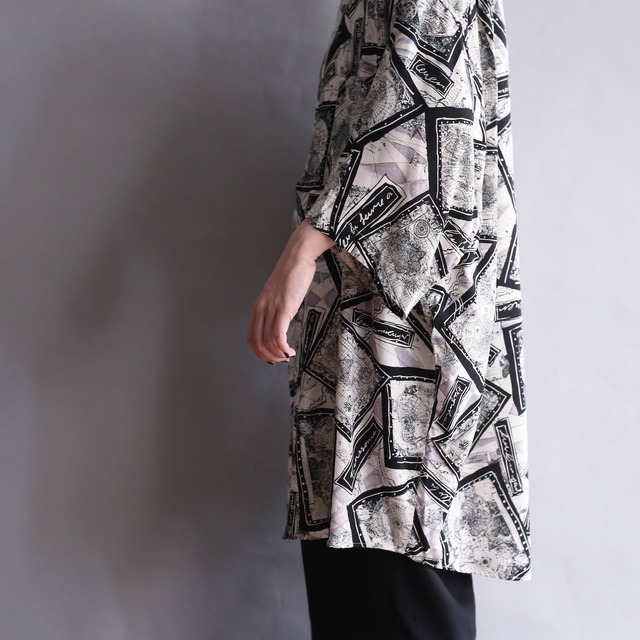 "海図" graphic pattern h/s big rayon shirt