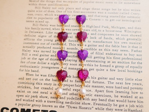 Tiny Hearts Earrings - PinkPurple