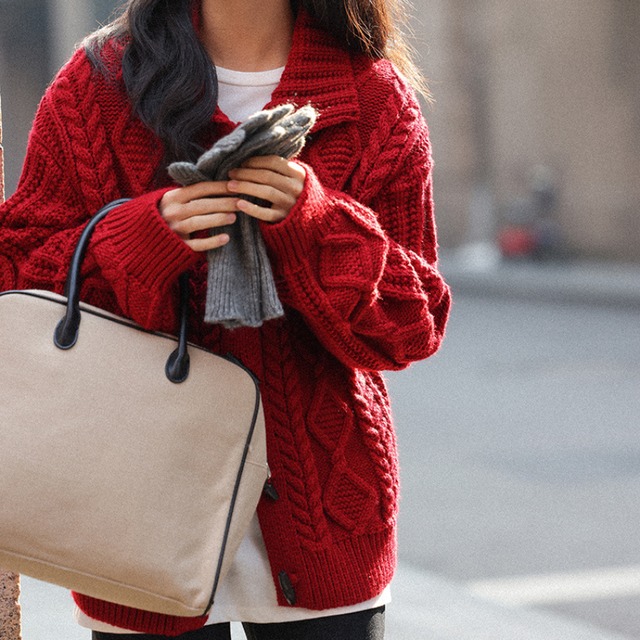 cable-knit cardigan　J00366