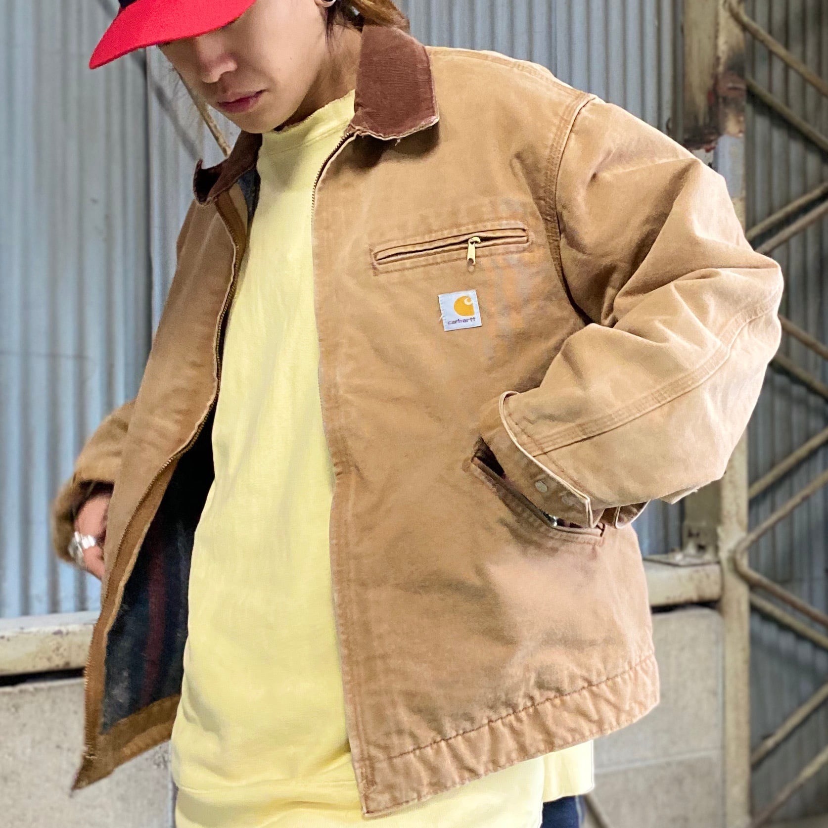 【希少‼️】カーハートcarhartt ダックジャケット90s刺繍ブラウンベージュ