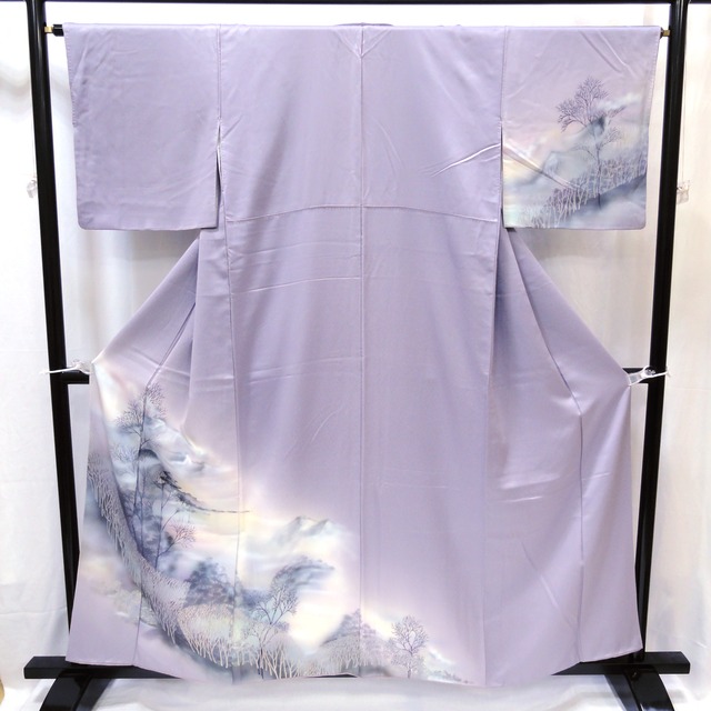 正絹・附下・付下げ・着物・楼閣・山水・No.200701-0052・梱包サイズ80