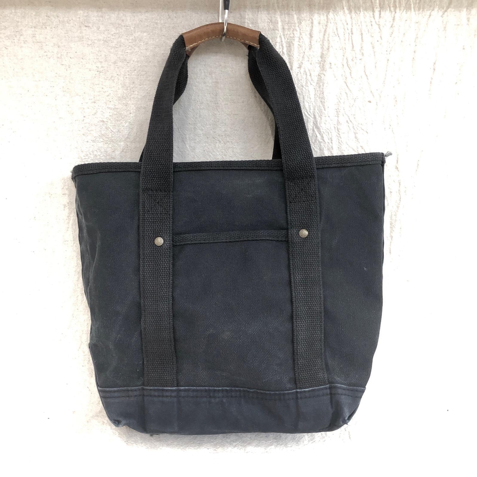 良品 LLビーン USA製 ブラック トート レザー ハンドル L.L.BEAN エルエルビーン USA製 キャンバス トートバッグ レザー