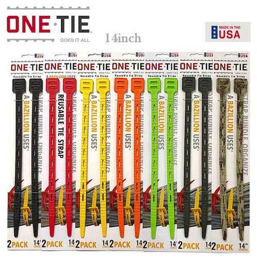 ONE-TIE 14inch ワンタイ 14インチ 2本パック 7色 アウトドア 業務用 荷造紐 ツーリング made in USA