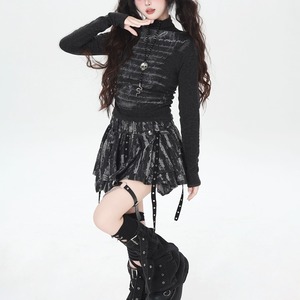 ロゴプリントハイネック薄起毛フィットトップス（3カラーあり）（lli_6583）