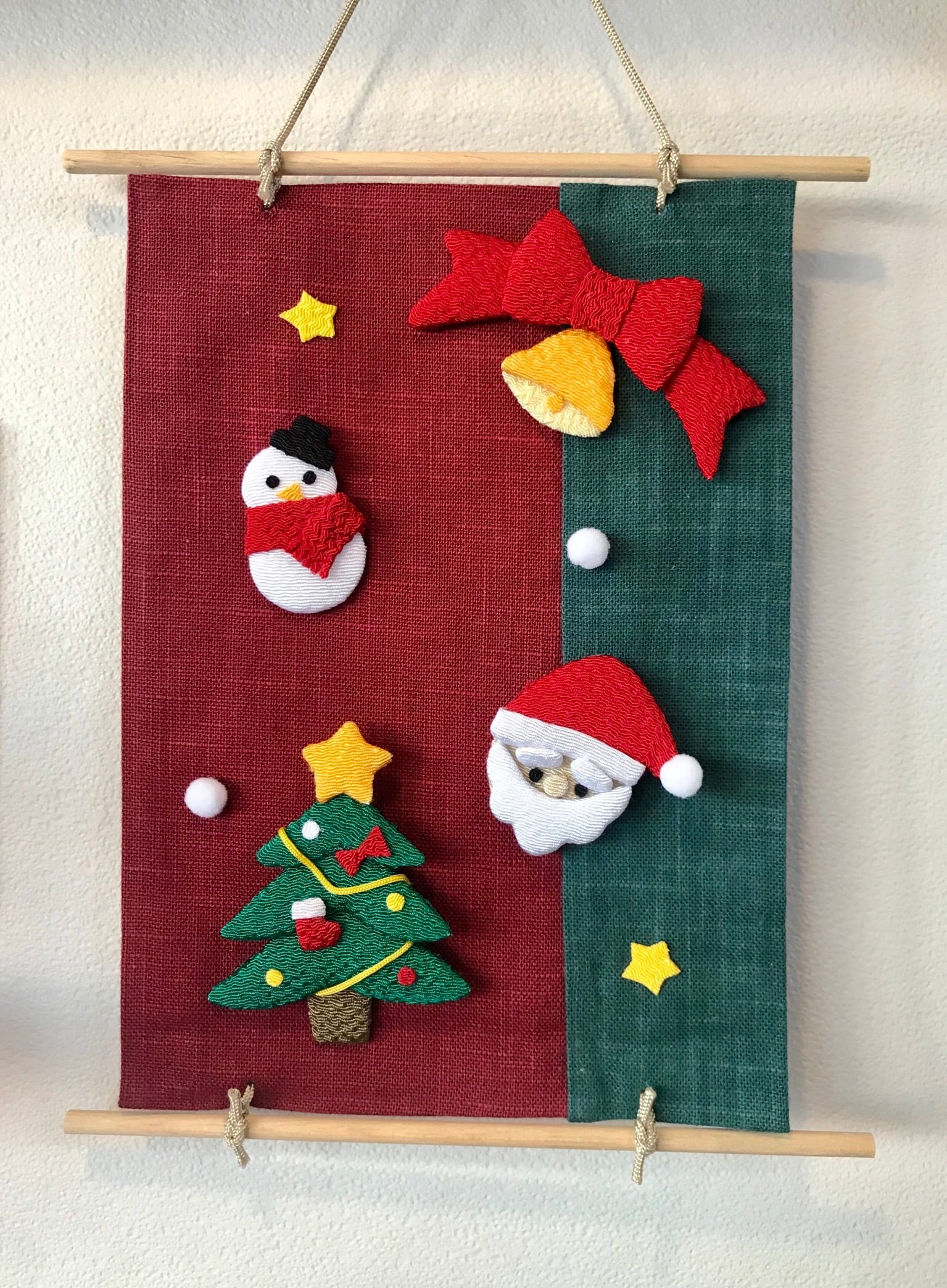 クリスマス☆ちりめん押絵ミニタペストリー