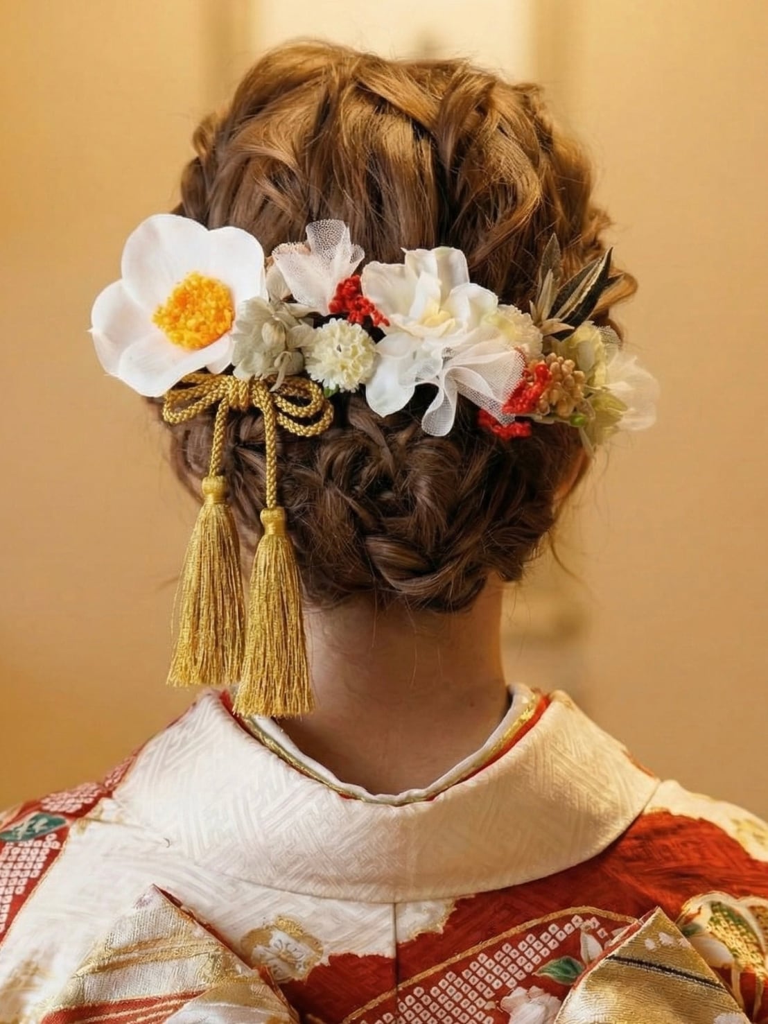 【つばきホワイト髪飾り】 袴 卒業 振袖 成人式 卒業式 袴 ウェディング ヘッドドレス ヘアパーツ k-0119