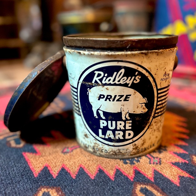 Ridley's PRIZE PURE LARD　ラード　豚　tin　缶　vintage　MU-157