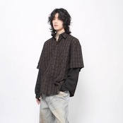 VINTAGE ストリート チェック ロングシャツ T1828