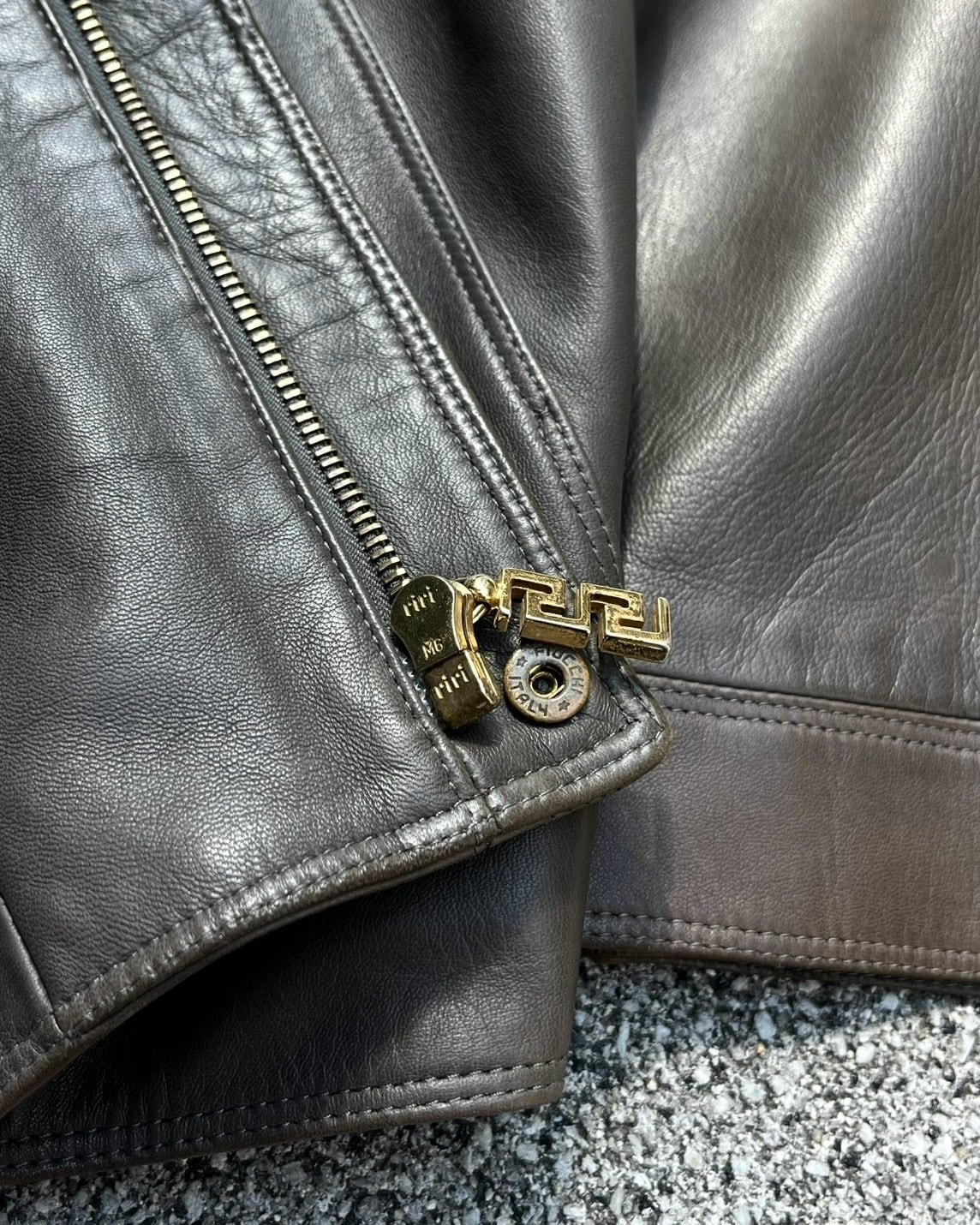 80s GIANNI VERSACE Tac Design Sheep Skin Leather Blouson ITALY製