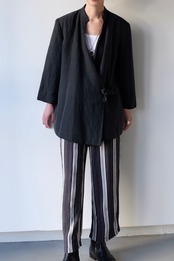 Silk linen cache-coeur ribbon jacket