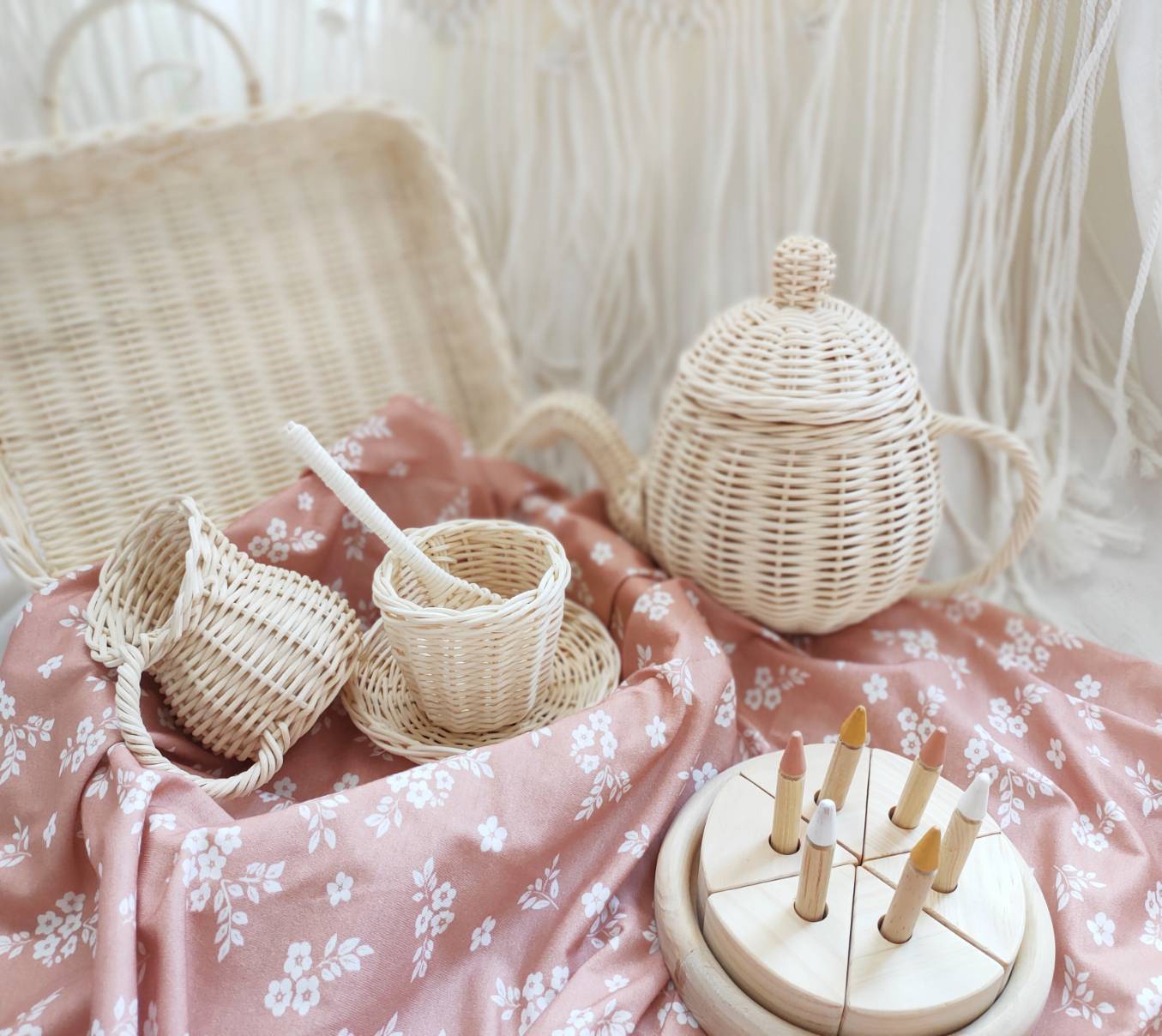 Ice cream rattan Tea party set/アイスクリーム付ラタンお茶セット♡