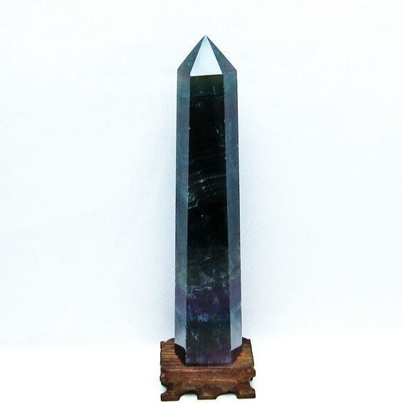 フローライト 六角柱 蛍石 ポイント 置物 原石 台座付属 一点物 152-2406