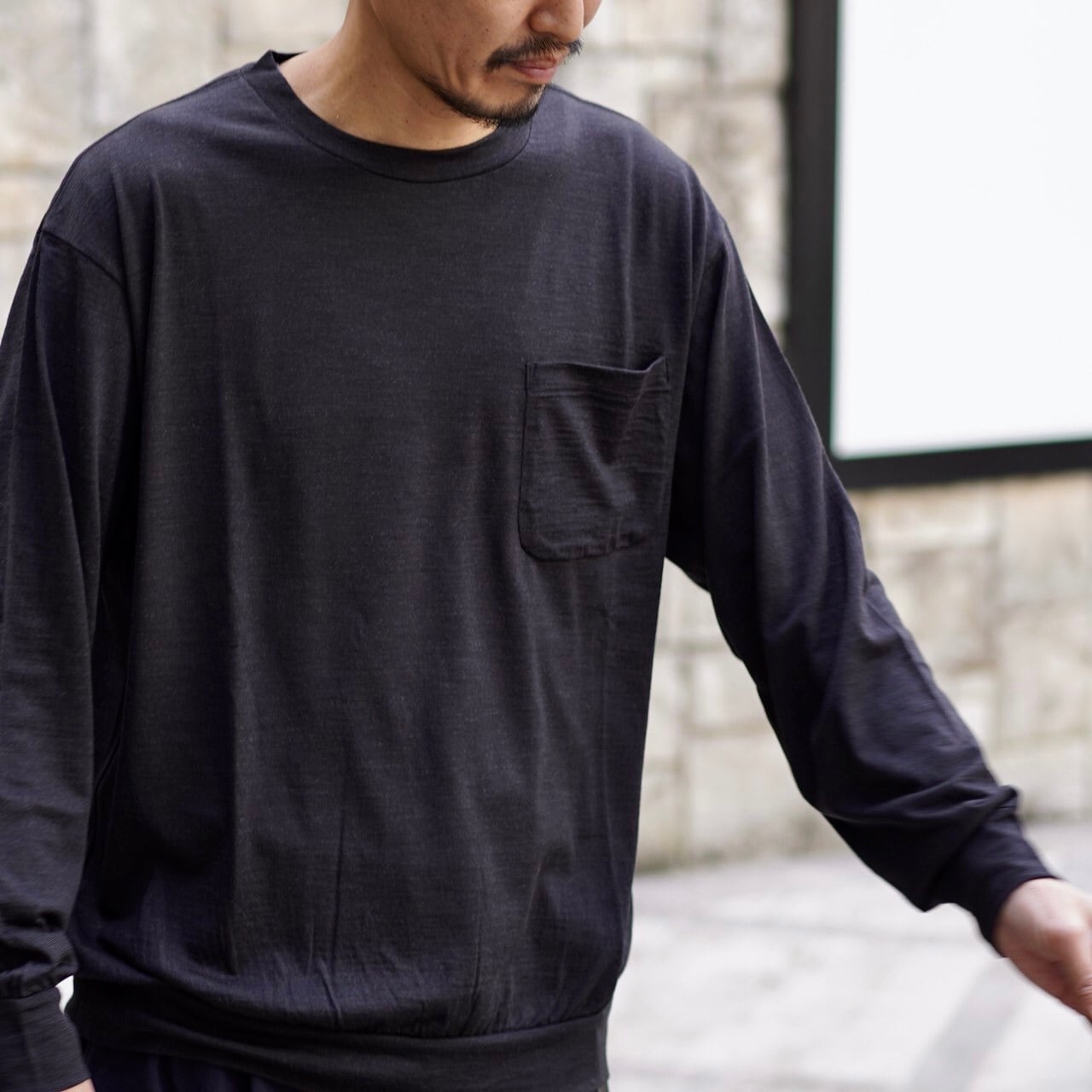 COMOLI 20aw  ウール天竺　長袖クルー　navy size1