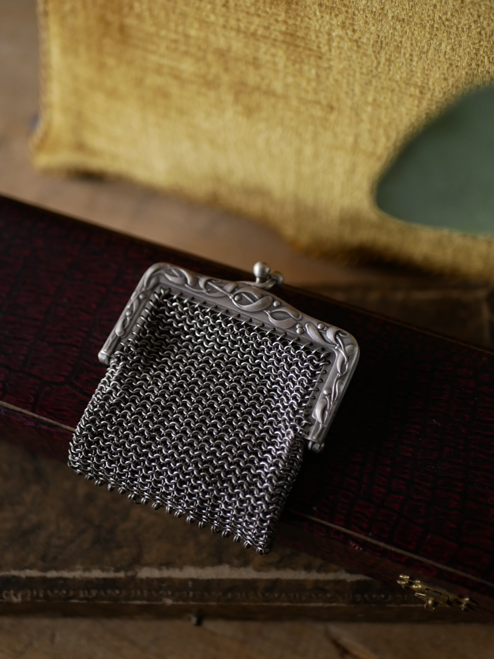 純銀製シルバーヤドリギモチーフパース フランスアンティーク