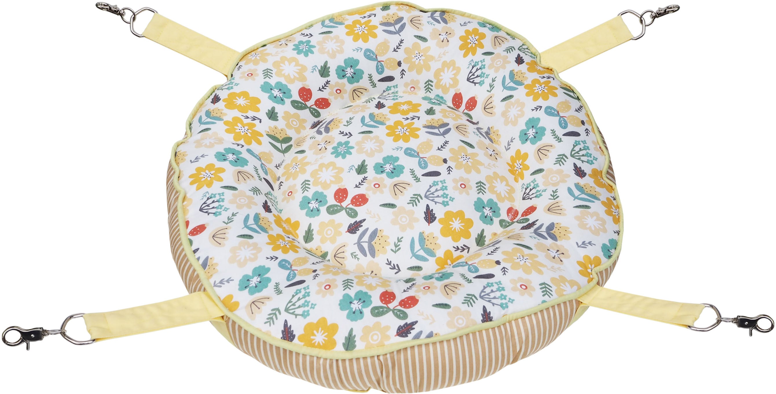 【猫ちゃん用】まぁるい猫のハンモック　花柄　ピンク/イエロー