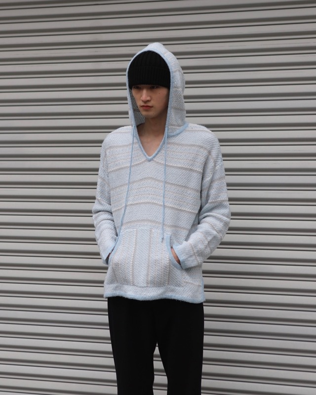 pile fabric border hoodie
