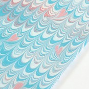 ❤︎リバーシブル半巾帯 　ハート墨流し［ Blue ピーコック］