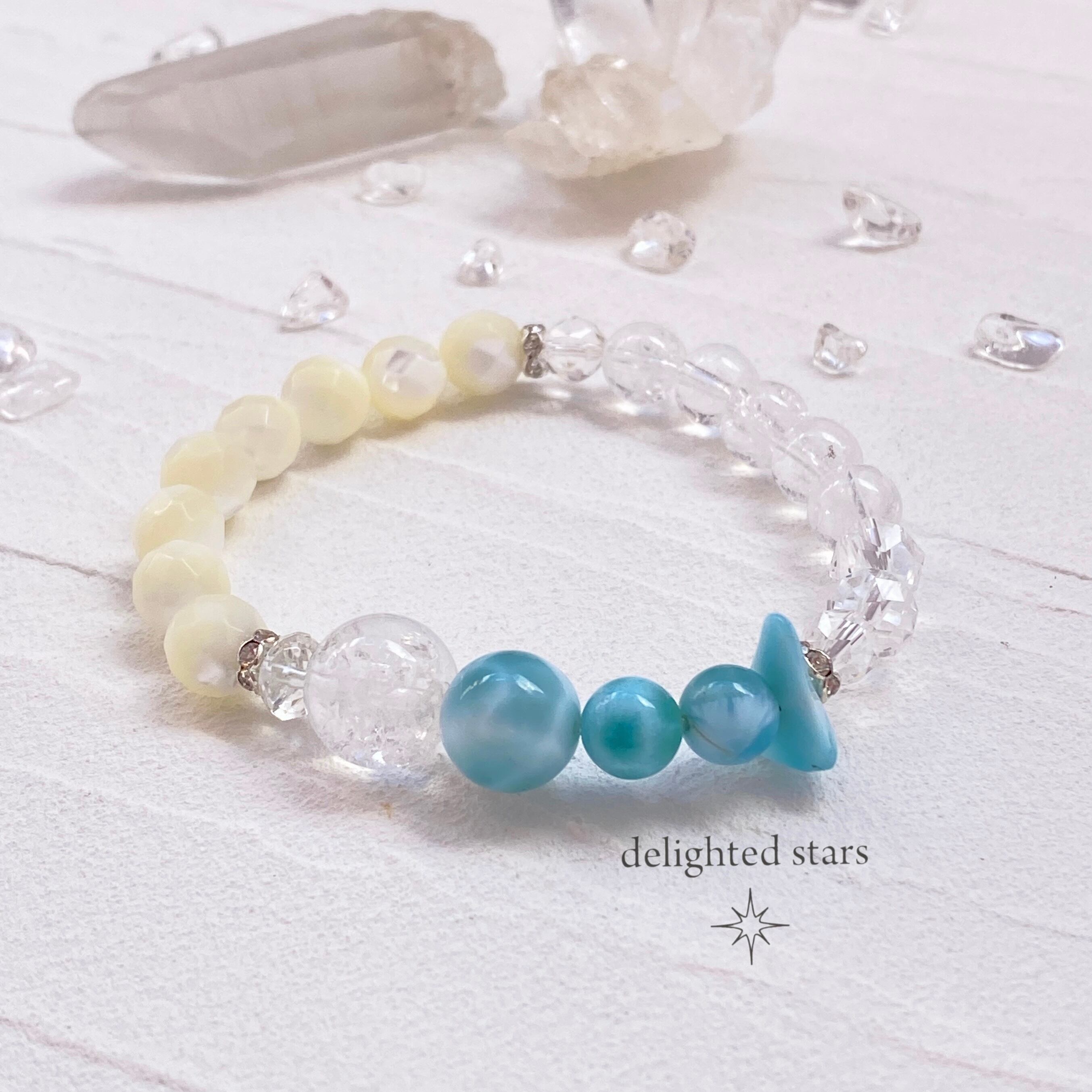 世界三大ヒーリングストーン ラリマー 海・イルカのブレスレット  