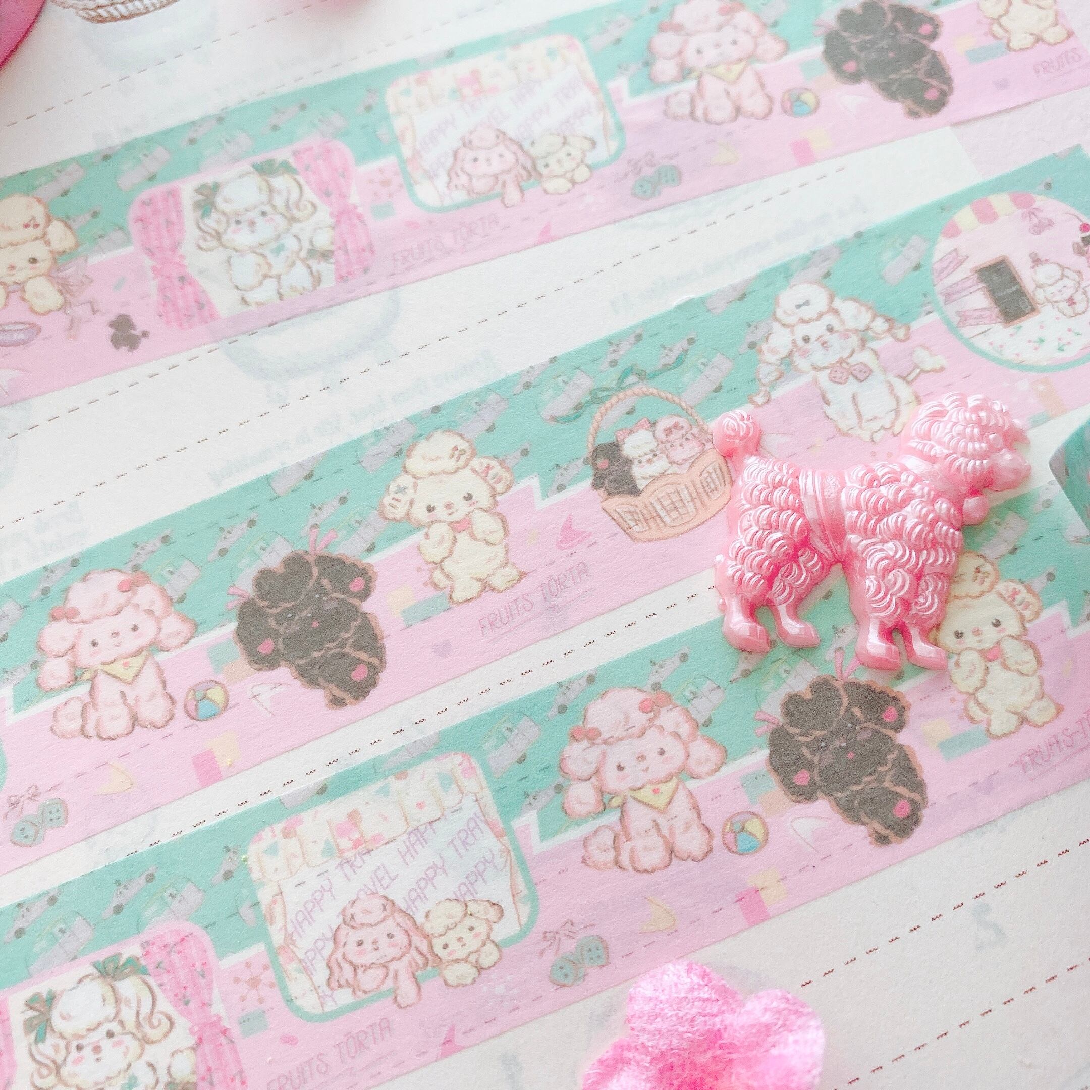 Poodle’s 60s travel life 24mm washitape/maskingtape　プードルたちの　60sお旅　マスキングテープ