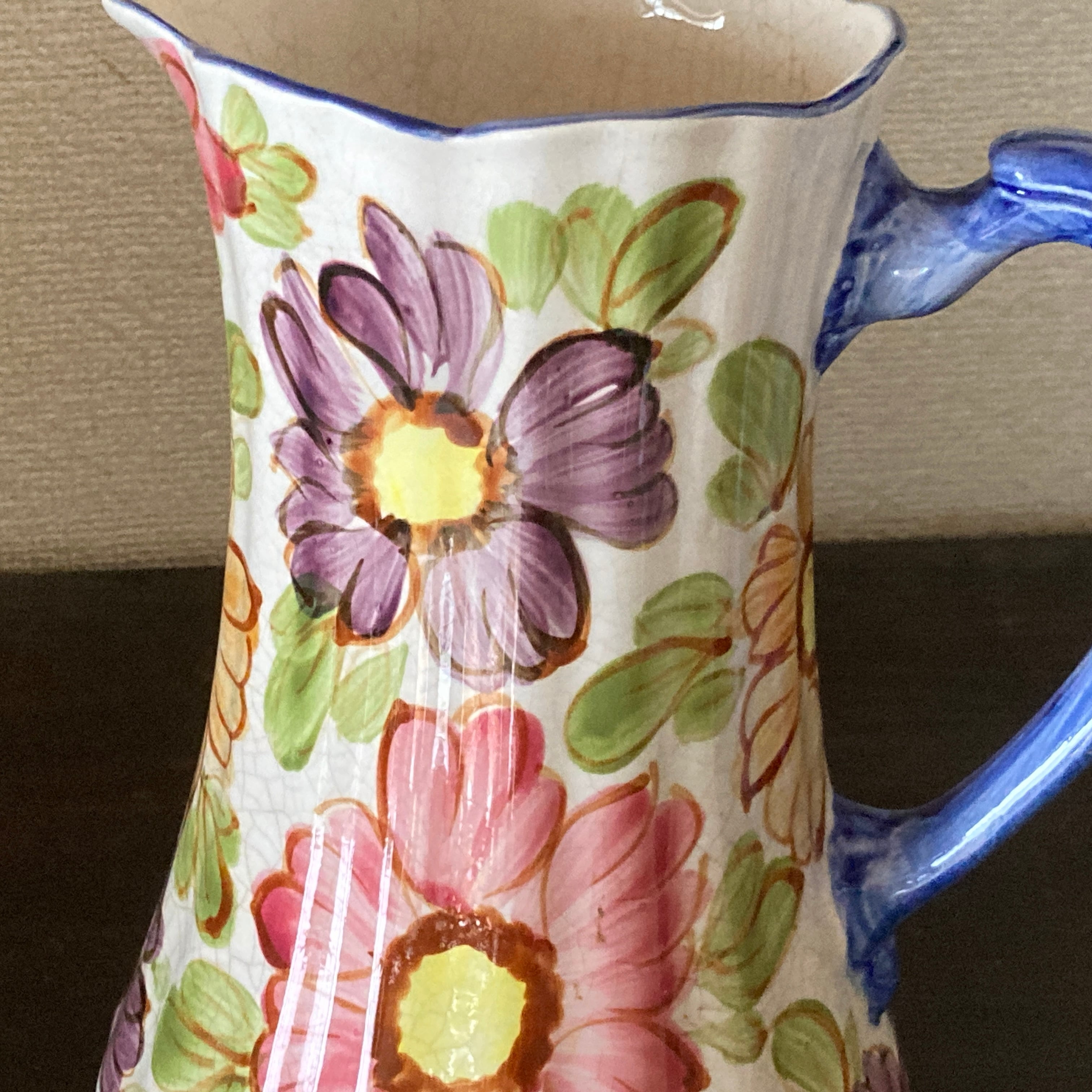 ☆花瓶やピッチャーに！ 南欧の陶器 華やかな花模様 ガーデン