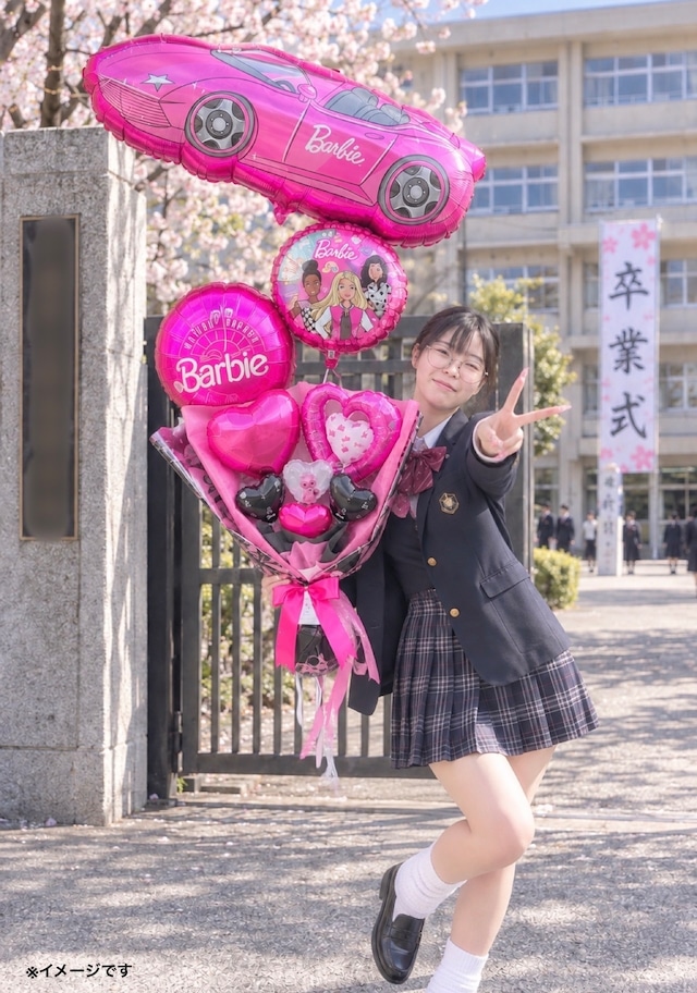 Barbie花束風ガス浮きバルーン付き（マジェンダ）