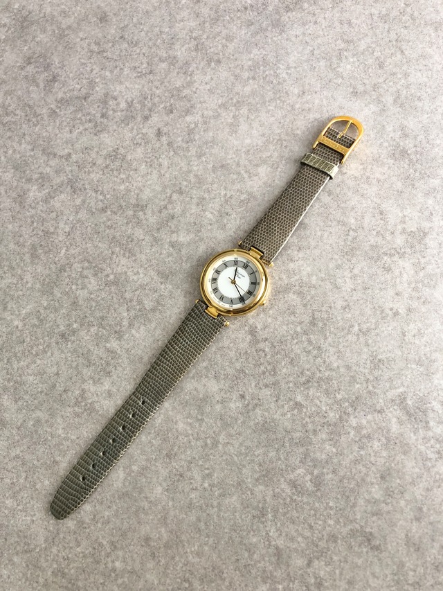 Christian Dior クリスチャン ディオール 腕時計 ゴールド×グレー ローマ文字 リザード型押し クウォーツ vintage ヴィンテージ オールド 3006 vwkm72