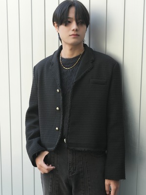 【ALUDE SELECT】three button short tweed jacket (2color)