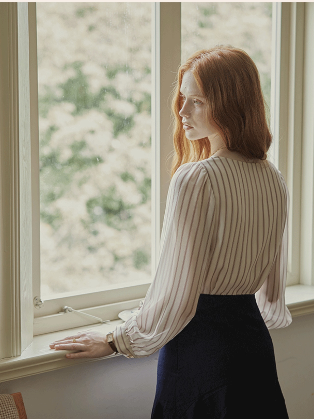 Brume Rayée Draped Blouse F0786