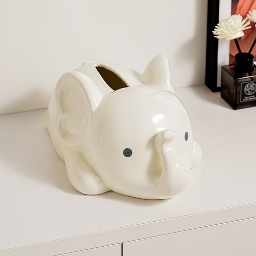 白い象のティッシュケース ティッシュボックスカバー セラミック製ティッシュホルダー ティッシュ収納ボックス おしゃれ バスルーム リビングルーム 寝室 洗面台. ティッシュボックス ホームデコレーション