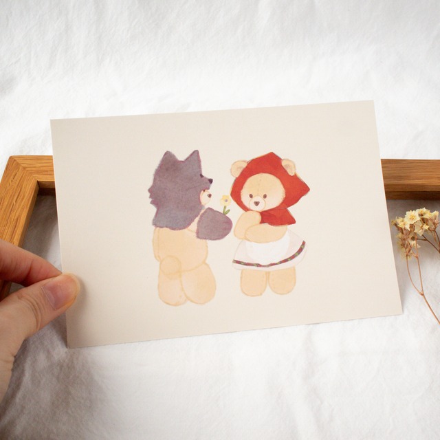 くまの赤ずきんちゃんポストカード