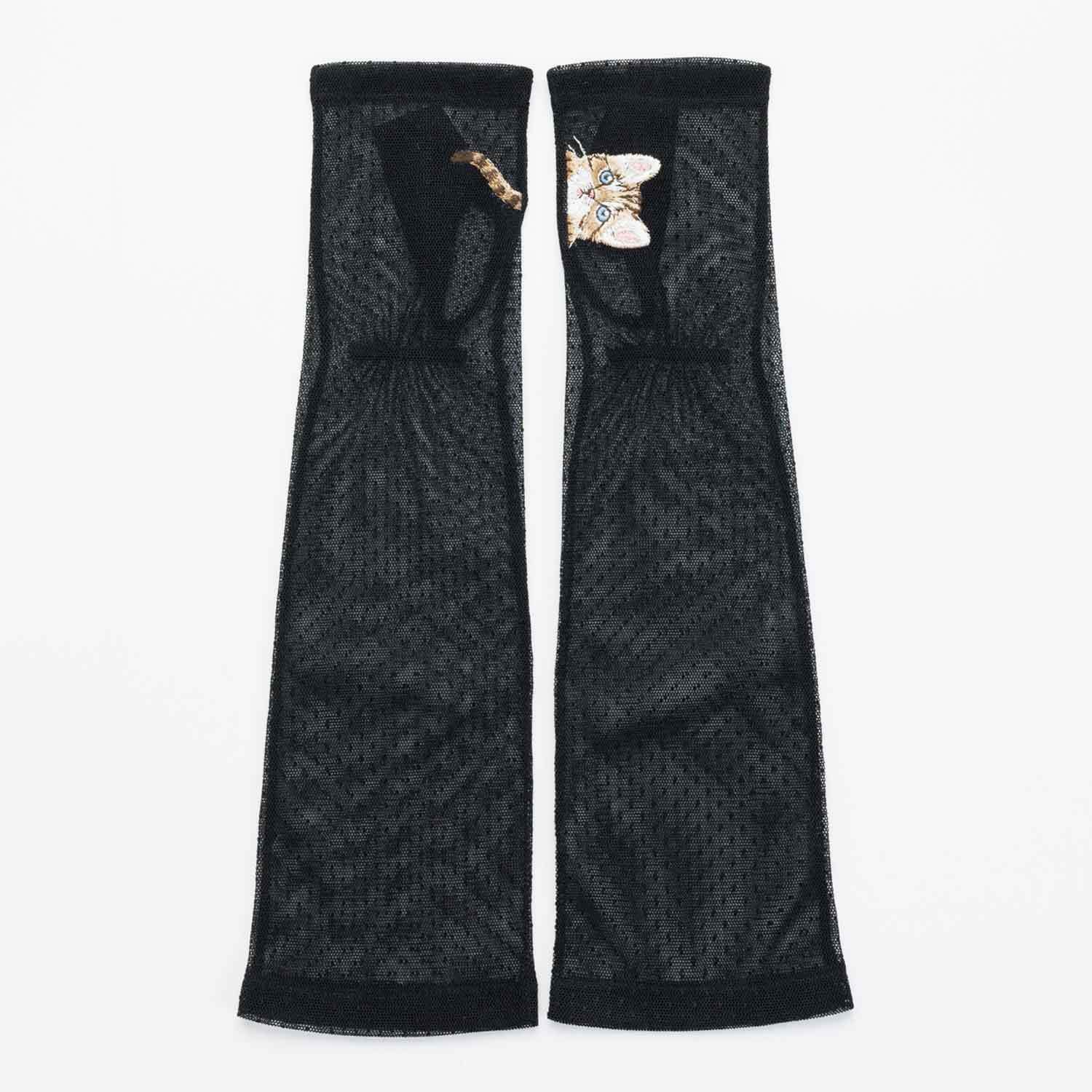 数量限定】キジトラ子猫の刺繍／セミロング／UVケア／コットン100