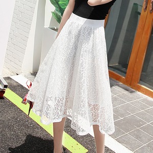 キュロット スカート ミモレ丈 レディース 送料無料 レース ウエストゴム フレア 春秋 135998