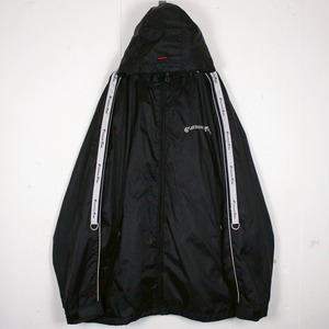 【Caka act2】"PLATINUM FUBU" Monotone Brand Embroidery Design Loose Nylon Hoodie Jacket