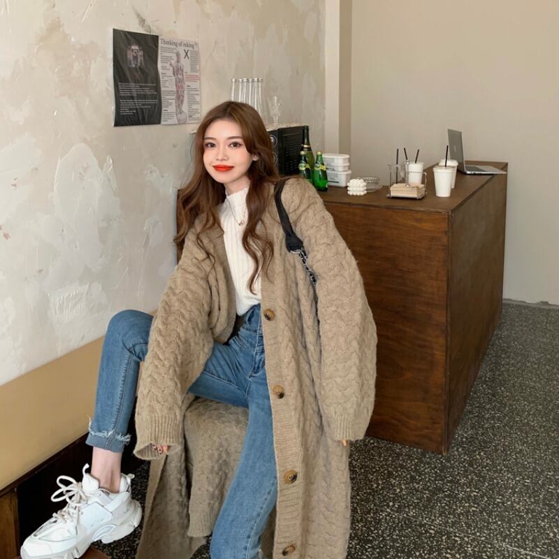 セーター レディースニットトップス スプリングVネックスタンダードカーディガンジャケット レトロ 春物 ブラックストロベリース41891852366