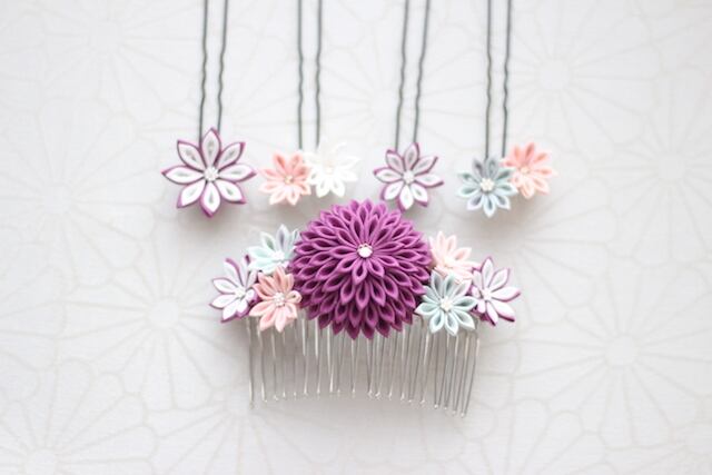 つまみ細工 コームとUピンのセット