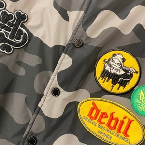 SALE 送料無料【HIPANDA ハイパンダ】男女兼用 カモフラージュプリント ワッペン 中綿スタジャン UNISEX CAMO PRINT WAPPEN PUDDING BASEBALL JACKET / BLACK・BEIGE