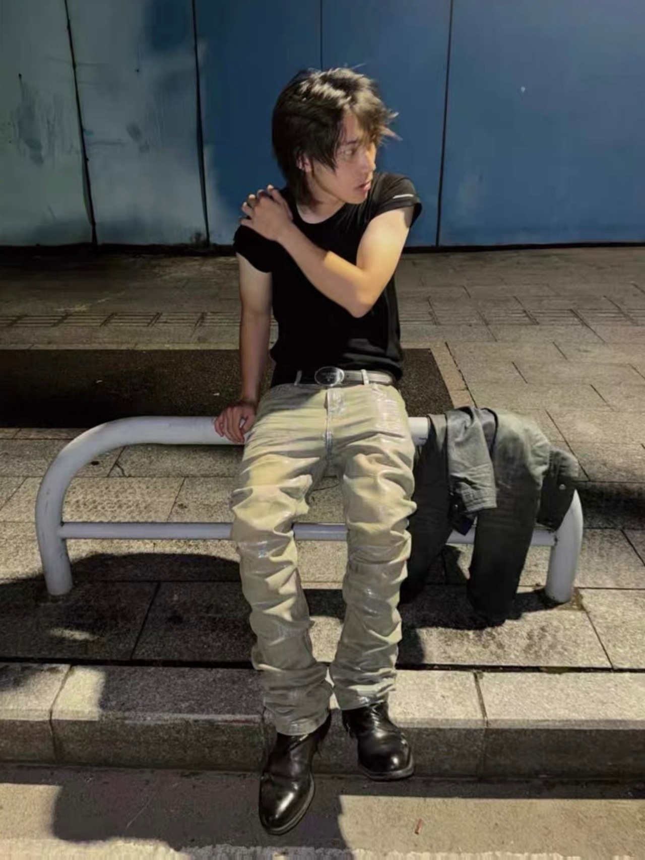 【CinderVein】Metallic Transfer Straight Denim Pants