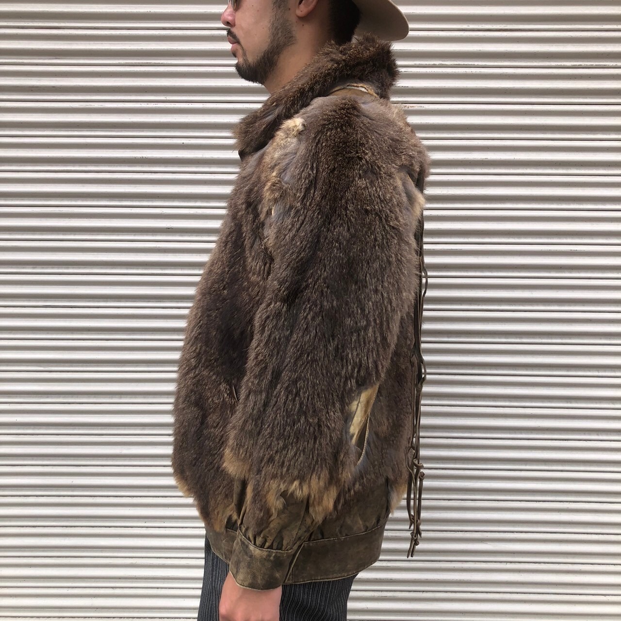 80s フランス製 Robert Guiramand ラビットファー レザー  