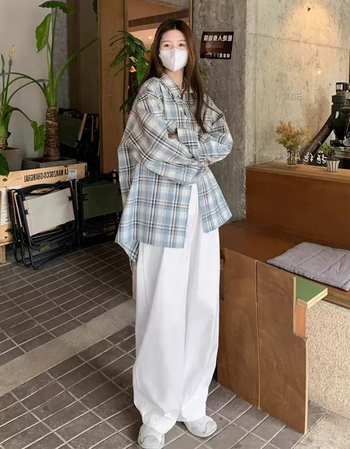 チェック柄シャツ オーバーサイズ 大きいサイズ ルーズ 長袖シャツ 