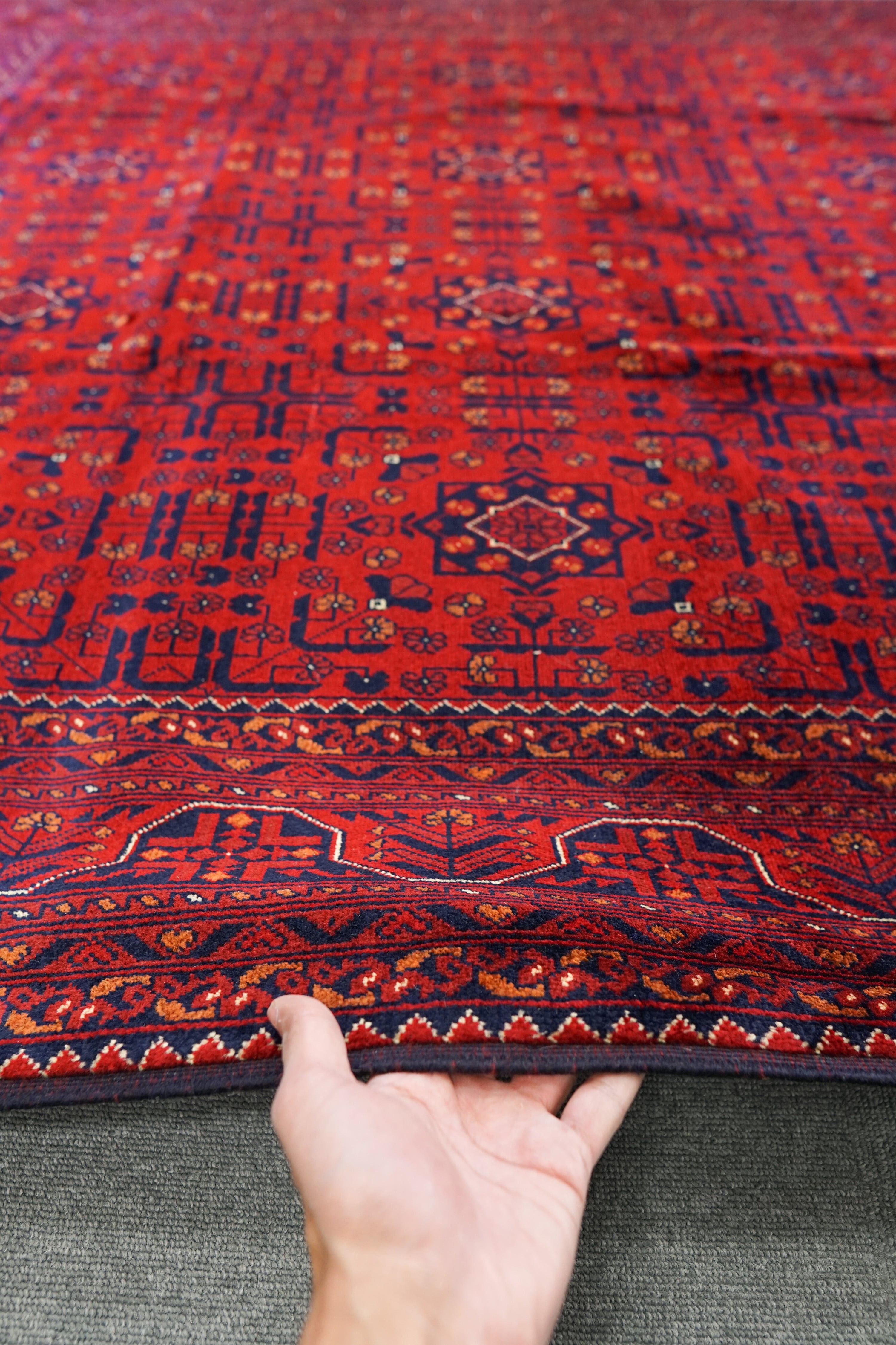 手織りアフガニスタン絨毯(ハイグレード)マットサイズ 78×118cm - 玄関